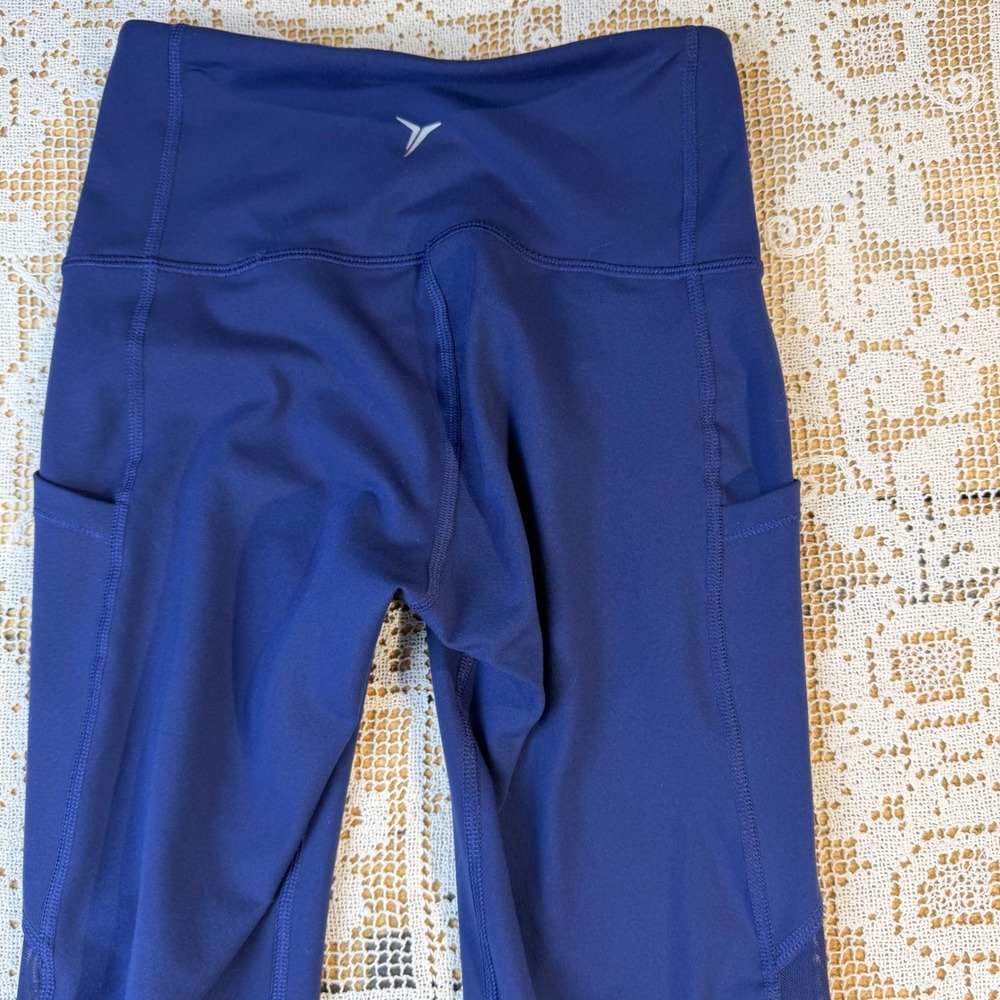 Old Navy Active Go-Dry Blue Mesh Panel Pocket Leggings Womens XS High Rise - Picture 10 of 12